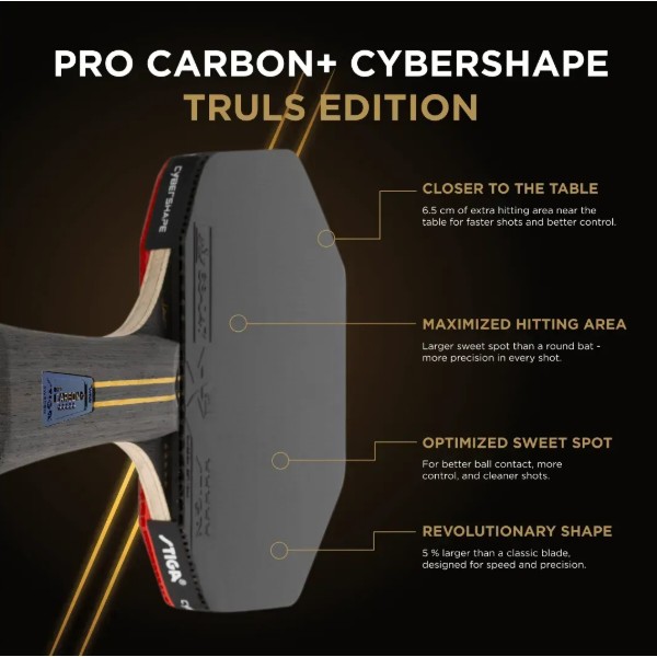 Фото - Ракетка для настільного тенісу Stiga Pro Carbon Plus Cybershape Truls Edition 5 Star FL (1215-1306-35)